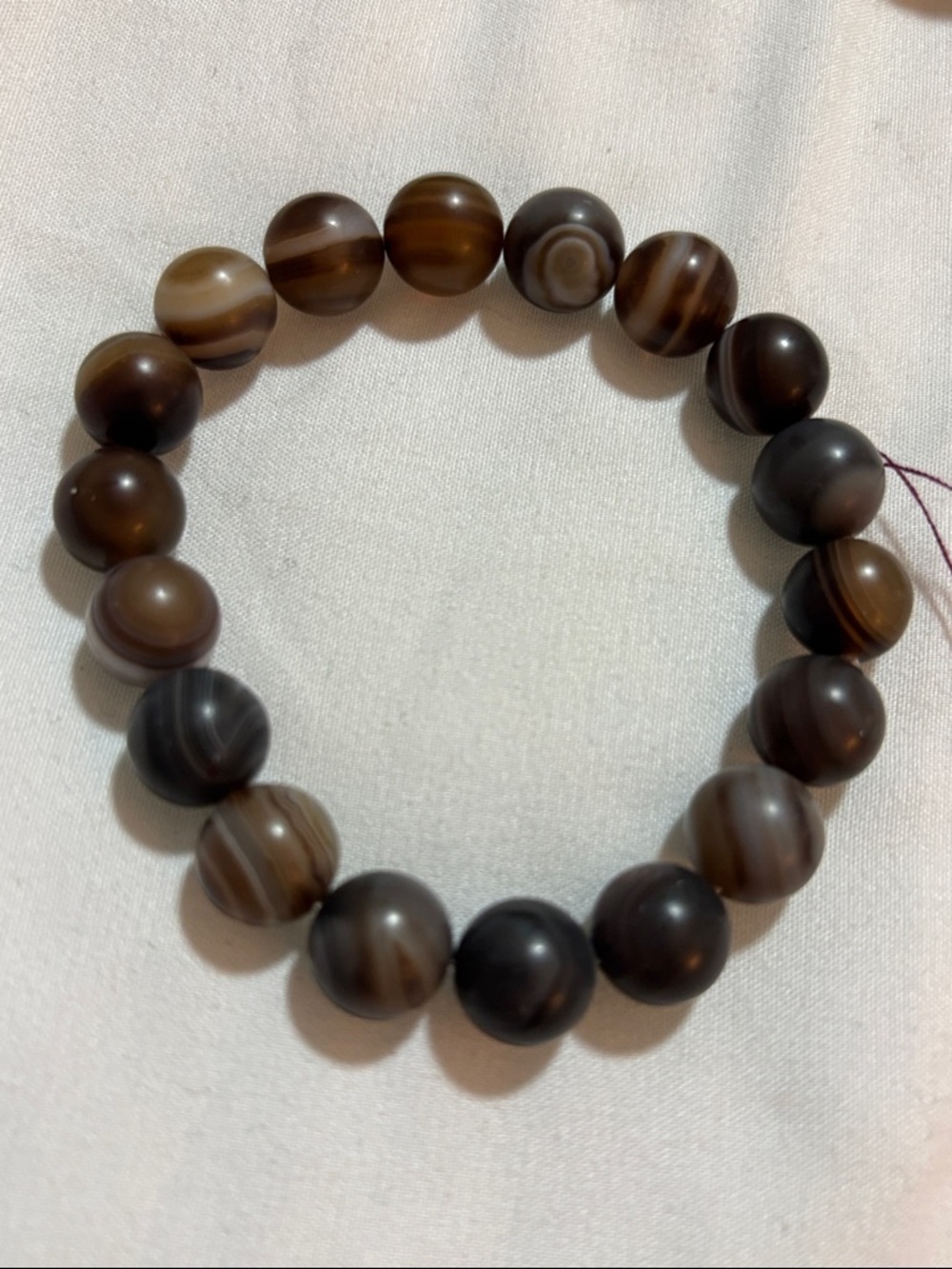 Brown Striped Agate like Bead Stretch Bracelet
